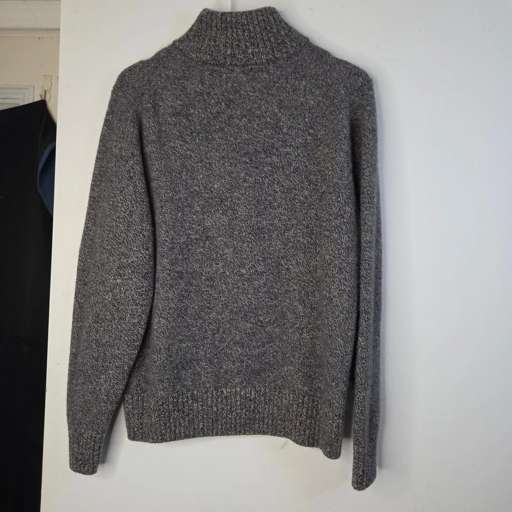 J. Crew Rugged Merino Wool Blend Quarter Zip Sweater Mens Large Marled Grey